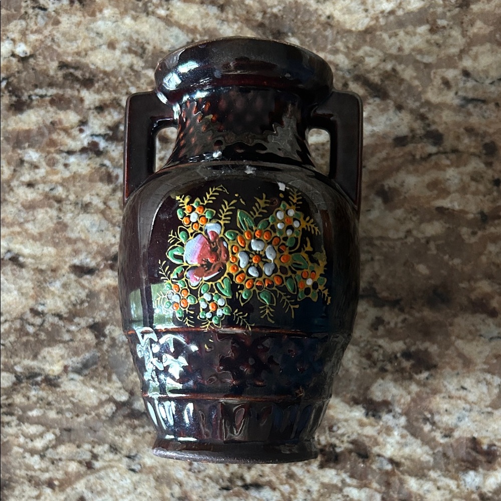 Vintage brown Betty redware  vase